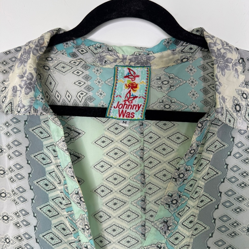 Johnny Was Patterned Rayon Short Sleeve Dress M - Picture 4 of 6